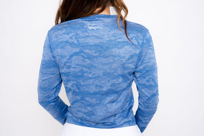 Jordan's Collarless Collection - Long Sleeve - Blue Women's Golf Shirt Taylor Jordan Apparel 