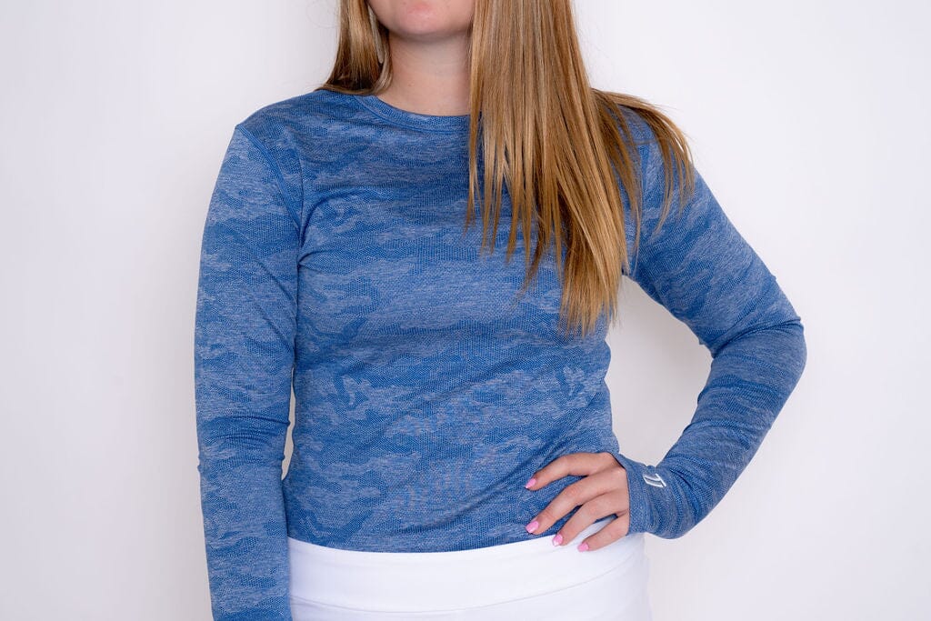 Jordan's Collarless Long Sleeve - Blue Ghost Camo Women's Golf Shirt Taylor Jordan Apparel 