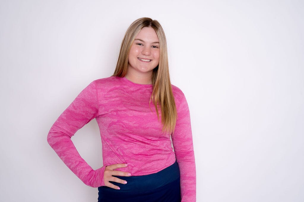 Jordan's Collarless Long Sleeve - Pink Ghost Camo Women's Golf Shirt Taylor Jordan Apparel 
