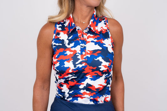 Racerback Golf Shirt - Red, White & Blue Women's Golf Shirt Taylor Jordan Apparel 