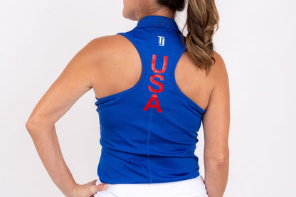 Racerback Golf Shirt - Royal Blue USA Edition Women's Golf Shirt Taylor Jordan Apparel 