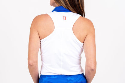 Racerback Golf Shirt - White/Royal Blue Women's Golf Shirt Taylor Jordan Apparel 