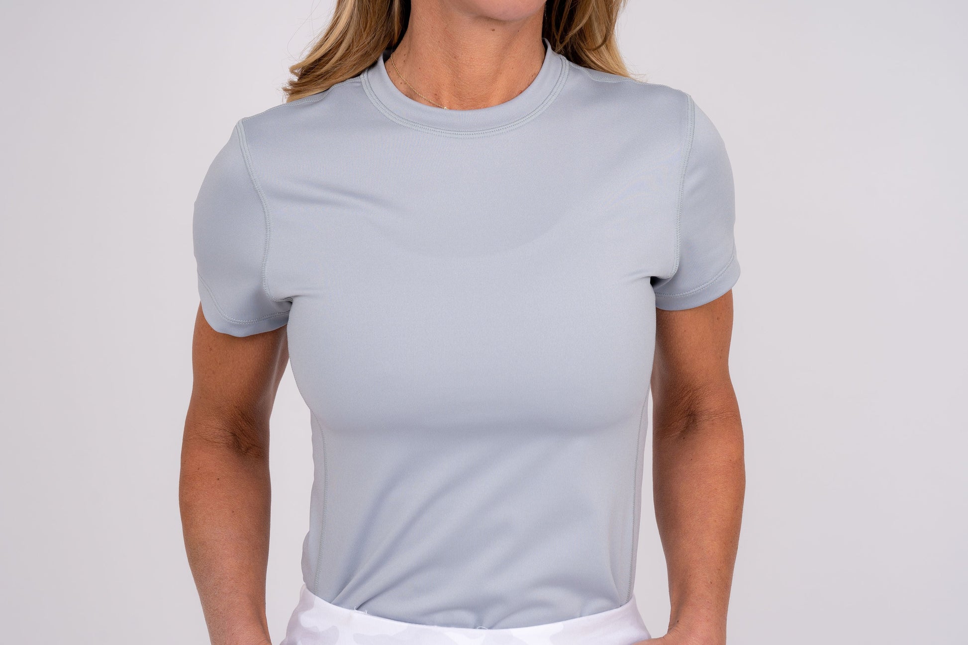 Women's Collarless Athletic Top- Grey Women's Golf Shirt Taylor Jordan Apparel XS 