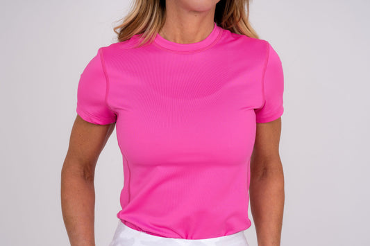 Women's Collarless Athletic Top-Pink Women's Golf Shirt Taylor Jordan Apparel XS 