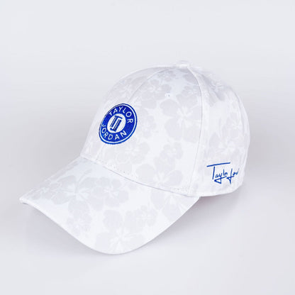Women's Ghost Hibiscus Hat - White/Blue Hats Taylor Jordan Apparel 