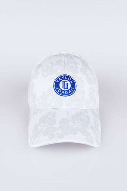 Women's Ghost Hibiscus Hat - White/Blue Hats Taylor Jordan Apparel White/Blue 