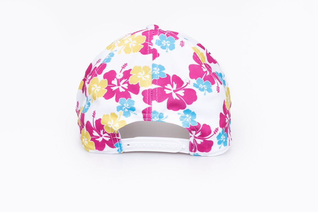 Women's Neon Hibiscus Snapback Hat - White/Multi Apparel & Accessories Taylor Jordan Apparel 