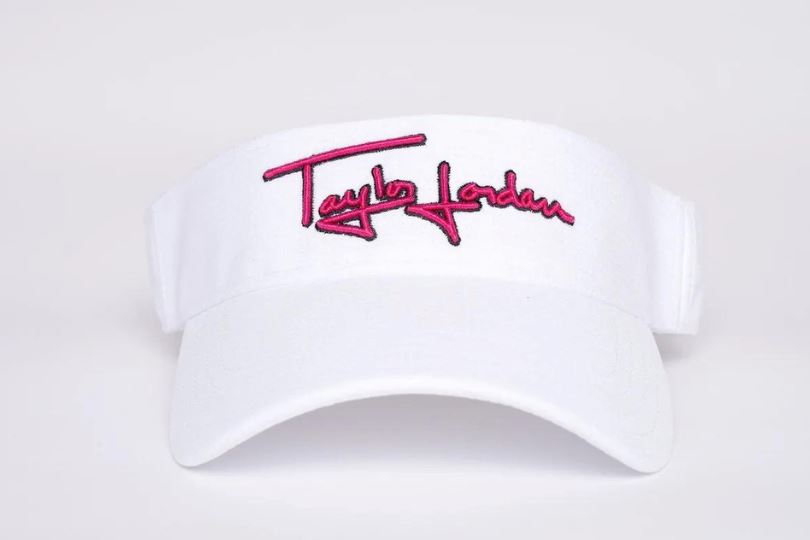 Women's Script Visor - White/Pink Hats Taylor Jordan Apparel 